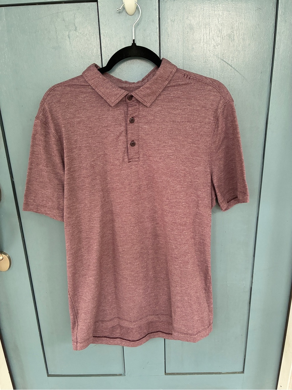 Mens Lululemon Evolution Polo Heathered Vintage Plum Short Sleeve Shirt Sz Large